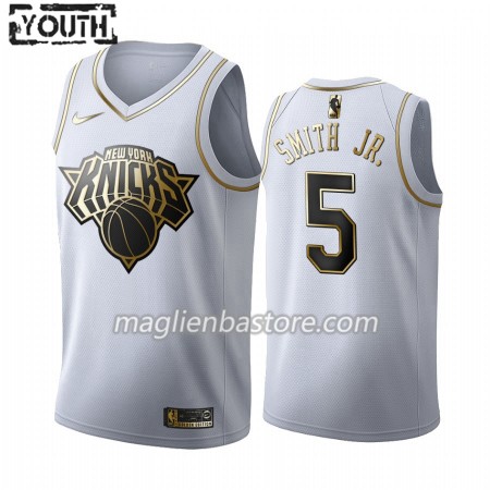 Maglia NBA New York Knicks Dennis Smith Jr. 5 Nike 2019-20 Bianco Golden Edition Swingman - Bambino